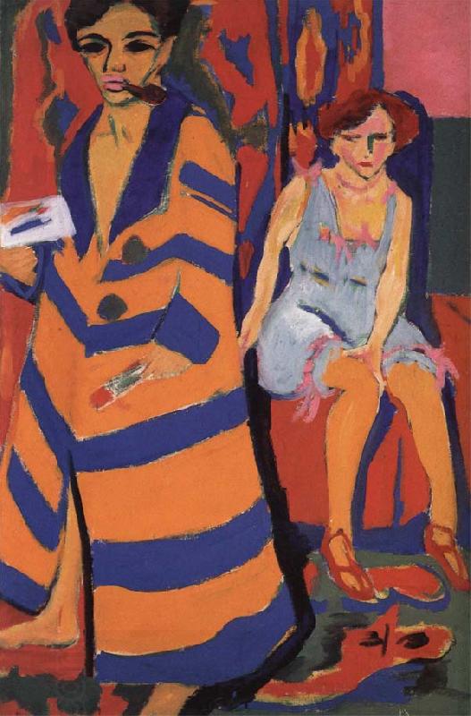Ernst Ludwig Kirchner Self-Portrait with Model China oil painting art